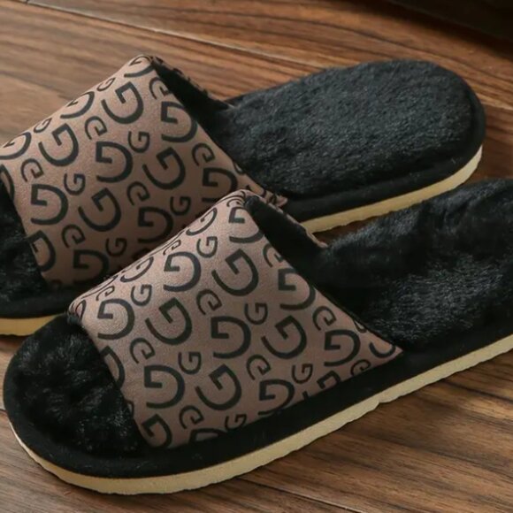 Black Open-Toe Slippers - Picture 2 of 2